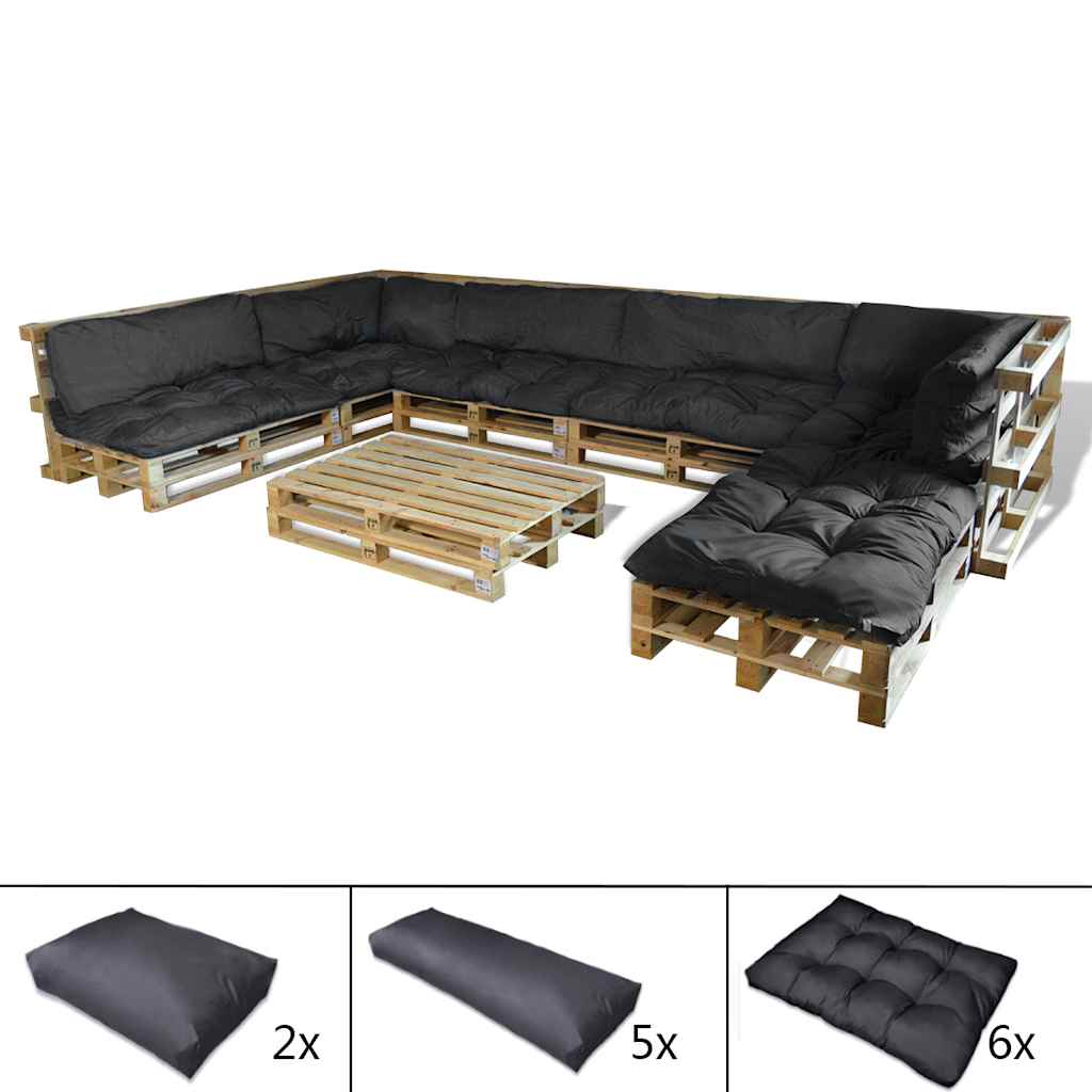 Pallet Sofa Cushion 13 pcs Black 120 x 80 x 10 cm Fabric